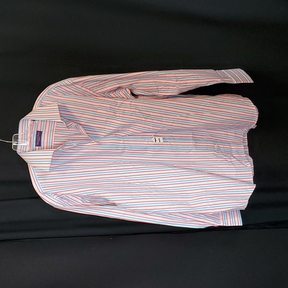 Seaward & Stearn London, L, 36, pastel stripe LS spread collar dress shirt - Picture 3 of 11